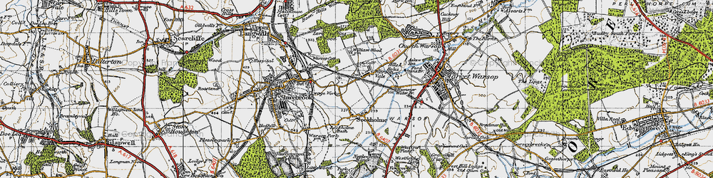 Old map of Warsop Vale in 1947
