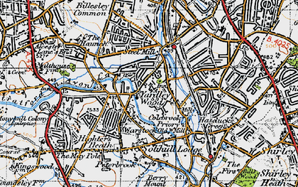 Old map of Warstock in 1947