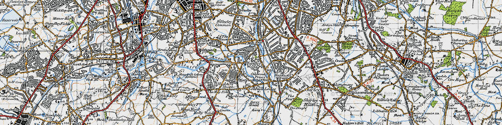 Old map of Warstock in 1947