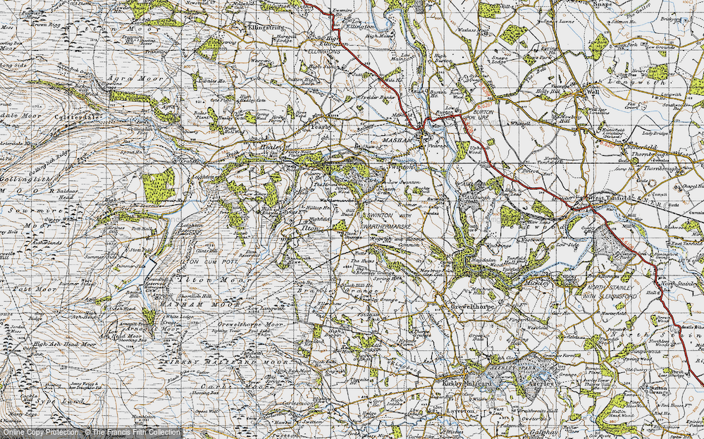 Old Map of Historic Map covering Blackhill Ho in 1947