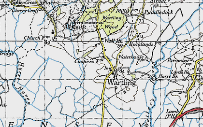 Old map of Wartling in 1940