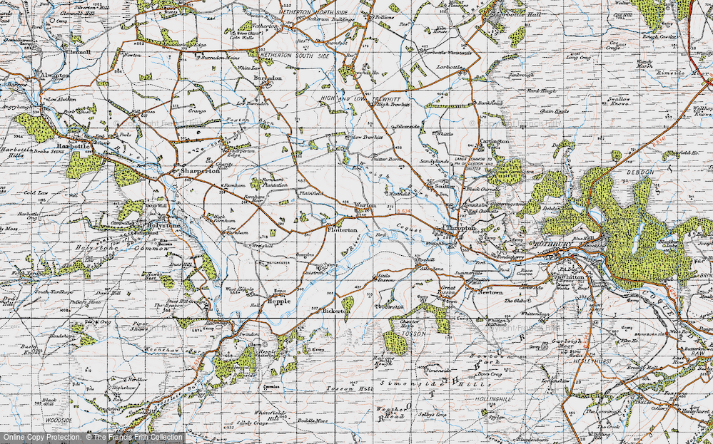 Old Map of Historic Map covering Flotterton in 1947