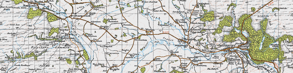 Old map of Flotterton in 1947