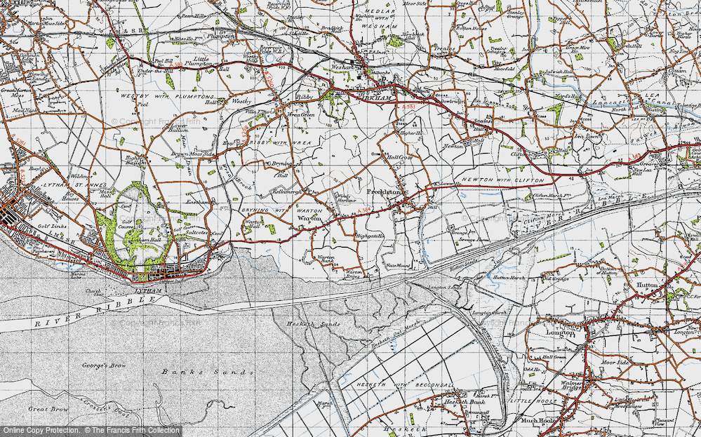 Old Map of Warton, 1947 in 1947