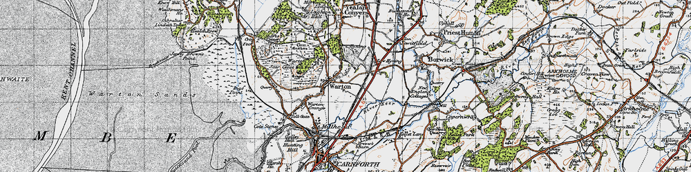 Old map of Warton in 1947