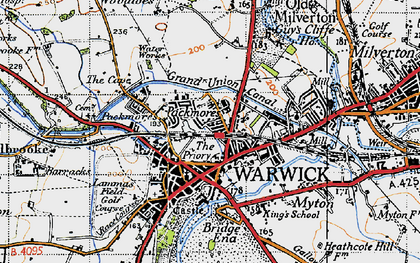 Old map of Warwick in 1947