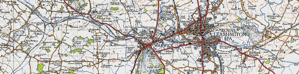 Old map of Warwick in 1947