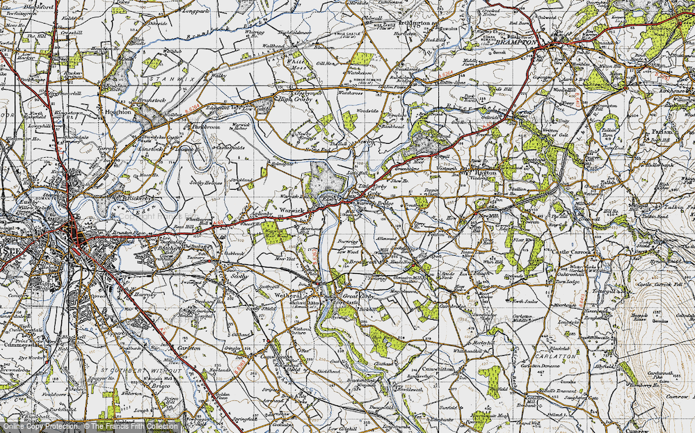 Old Map of Warwick Bridge, 1947 in 1947