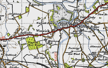 Old map of Warwick-on-Eden in 1947