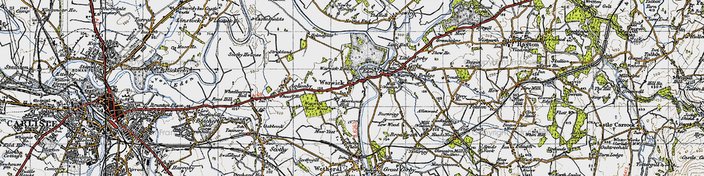 Old map of Warwick-on-Eden in 1947