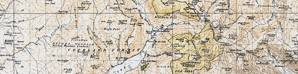 Old map of Wasdale Head in 1947