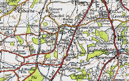 Old map of Wash Common in 1945