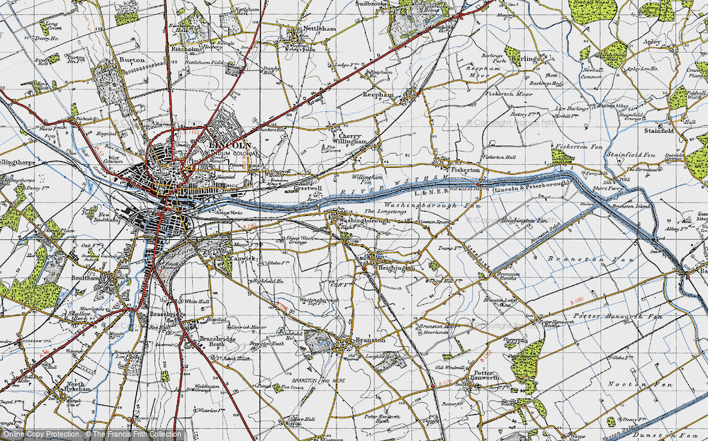 Old Map of Historic Map covering Willingham Fen in 1947