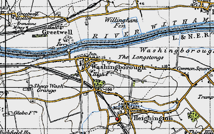 Old map of Washingborough in 1947