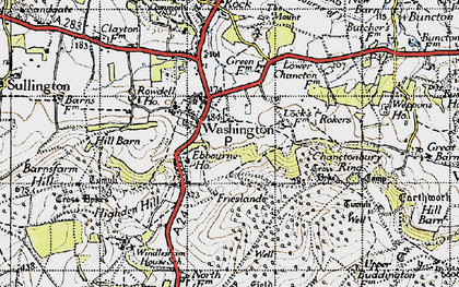 Old map of Chanctonbury Ring in 1940