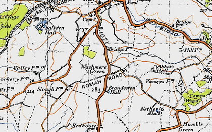 Old map of Brandeston Hall in 1946