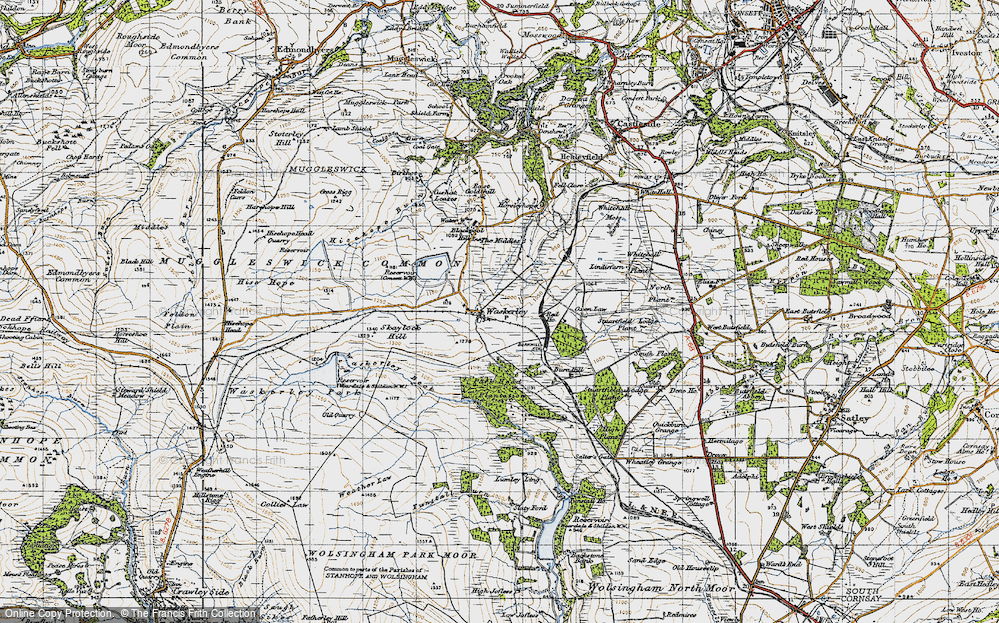 Old Map of Historic Map covering Burn Hill in 1947