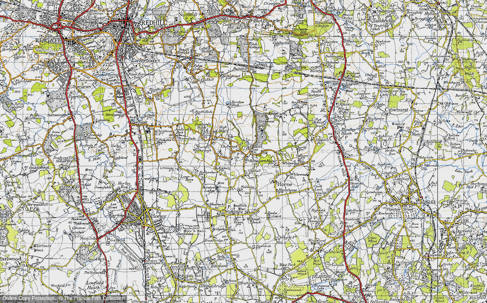 Old Map of Historic Map covering Outwood Common in 1946