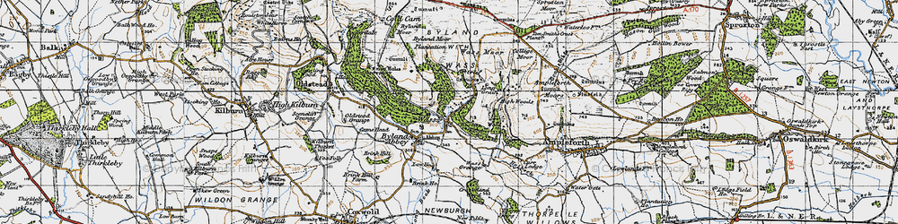 Old map of Wass in 1947