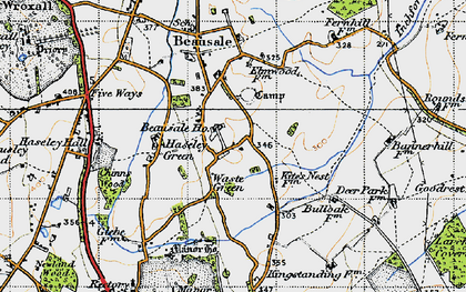 Old map of Waste Green in 1947