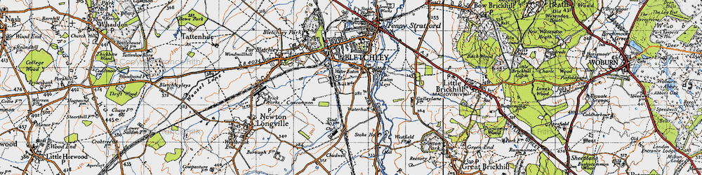 Old map of Water Eaton in 1946