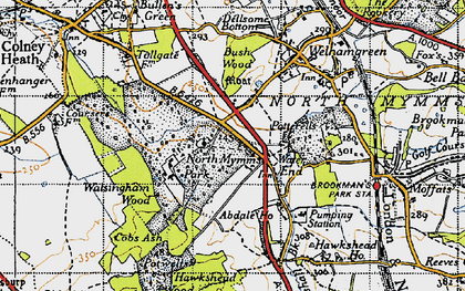 Old map of Water End in 1946
