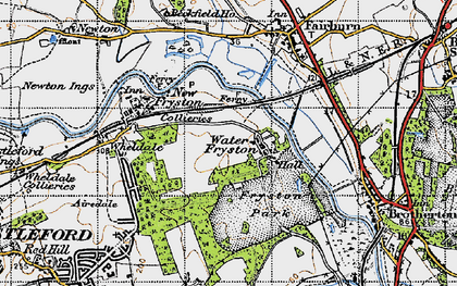 Old map of Water Fryston in 1947