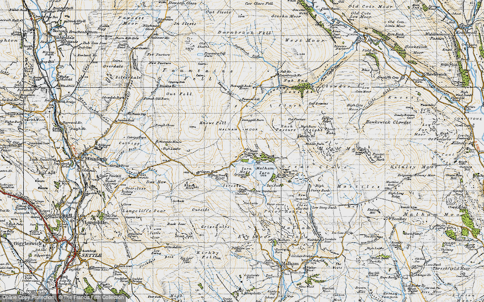 Old Map of Historic Map covering Malham Tarn in 1947