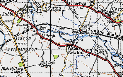 Old map of Water Newton in 1946