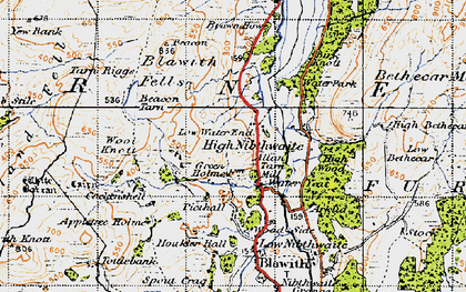 Old map of Blawith Fells in 1947
