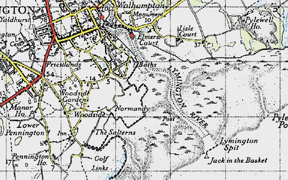 Old map of Waterford in 1945