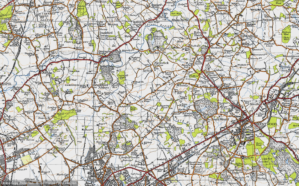 Old Map of Historic Map covering Navestock Common in 1946