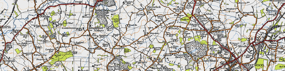 Old map of Waterhales in 1946