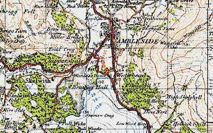 Old map of Low Wray in 1947
