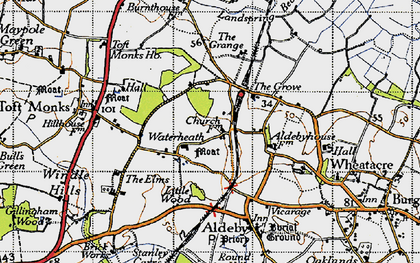 Old map of Toft Monks Ho in 1946