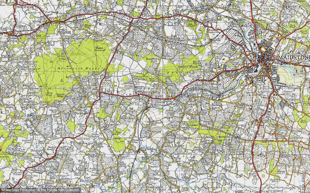 Old Map of Wateringbury, 1940 in 1940
