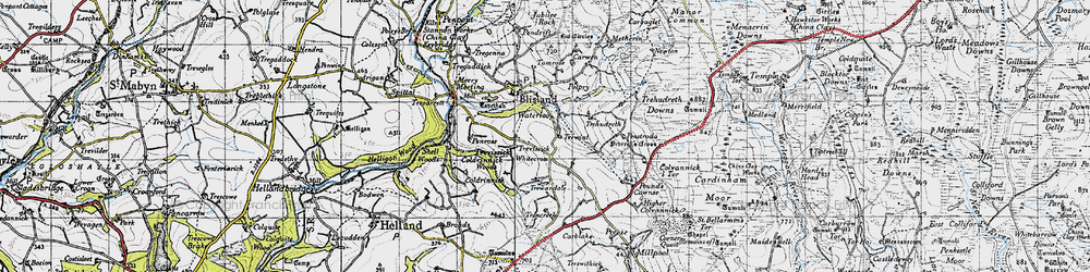 Old map of Whitecross in 1946