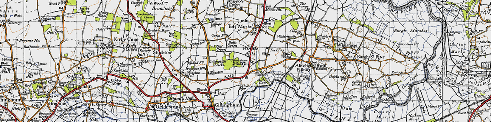 Old map of Alder Carrs in 1946