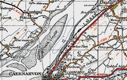 Old map of Afon Cadnant in 1947