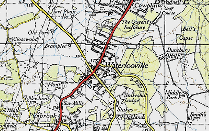 Old map of Waterlooville in 1945