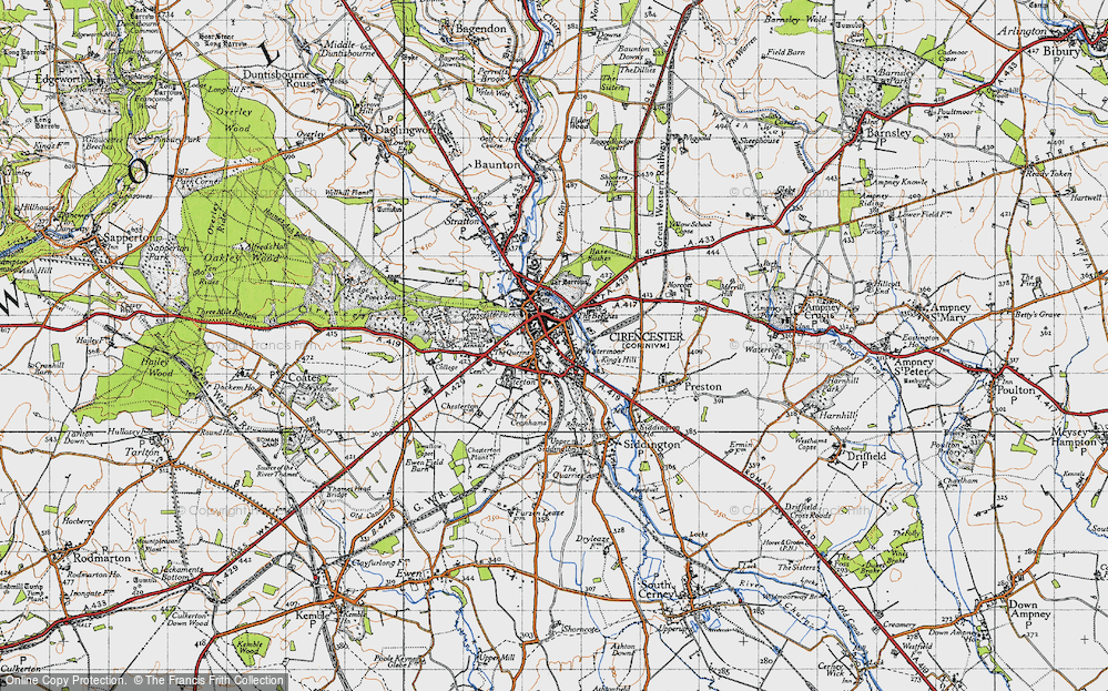 Old Map of Watermoor, 1947 in 1947