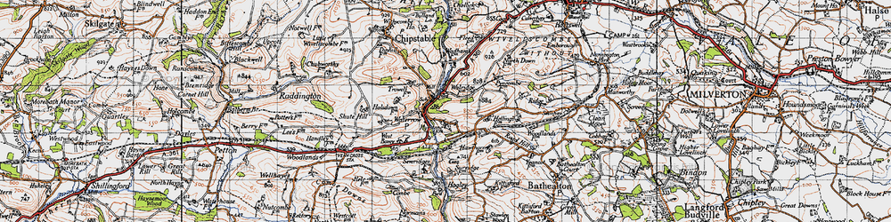 Old map of Waterrow in 1946