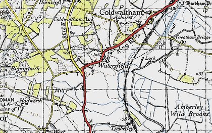 Old map of Watersfield in 1940