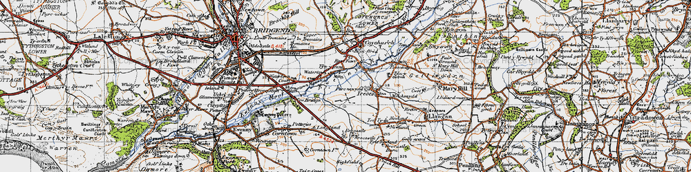 Old map of Brocastle in 1947