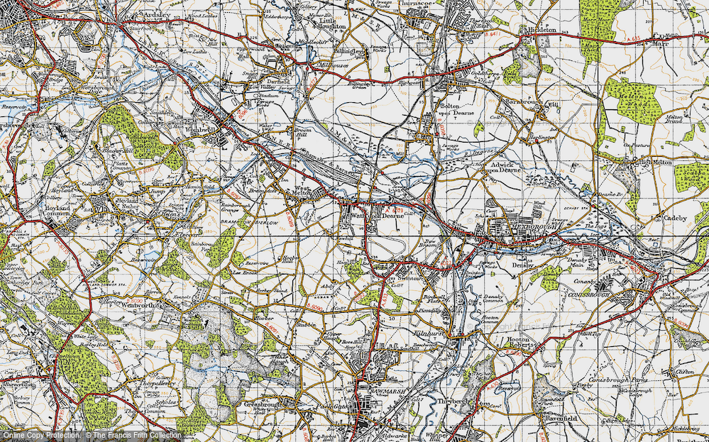 Old Map of Wath Upon Dearne, 1947 in 1947