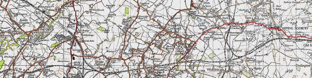 Old map of Watley's End in 1946