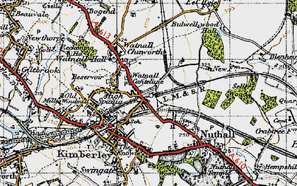 Old map of Watnall in 1946