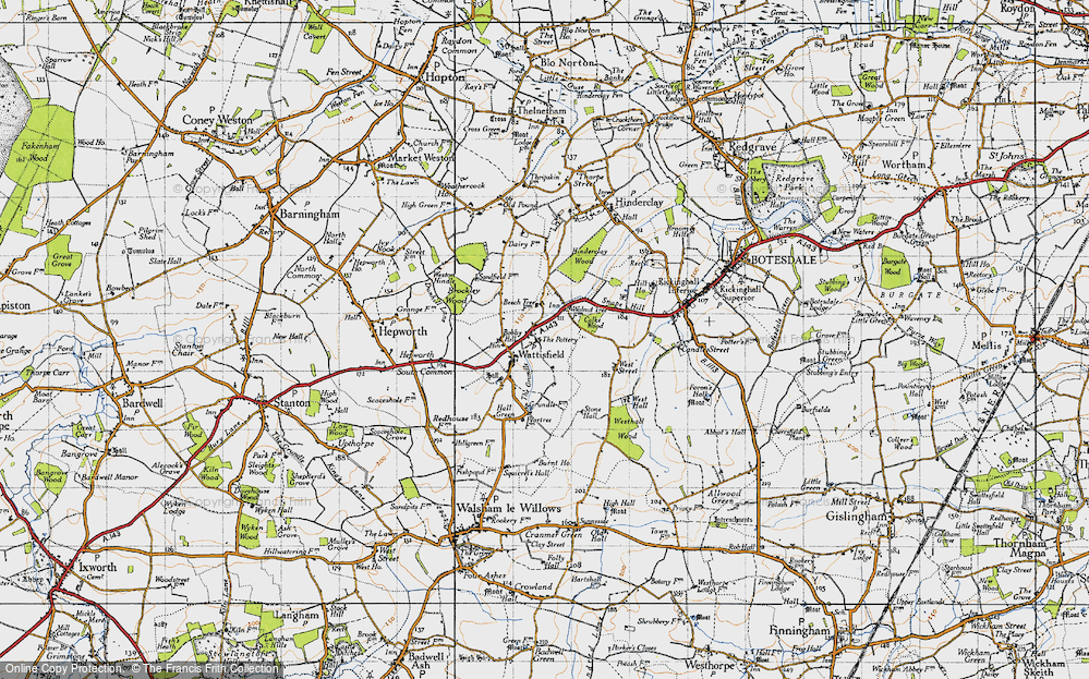 Old Map of Wattisfield, 1946 in 1946
