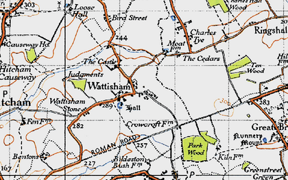 Old map of Wattisham Airfield in 1946