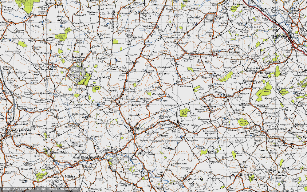 Old Map of Wattisham Stone, 1946 in 1946